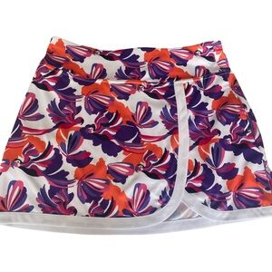 PGA Tour Colorful Floral Skort  in Purple and Orange-M orange purple polyester